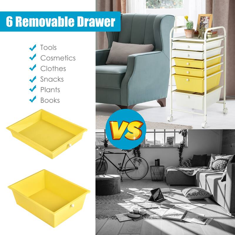 Costway 6 Drawer Rolling Storage Cart Scrapbook Paper Office Organizer - See details