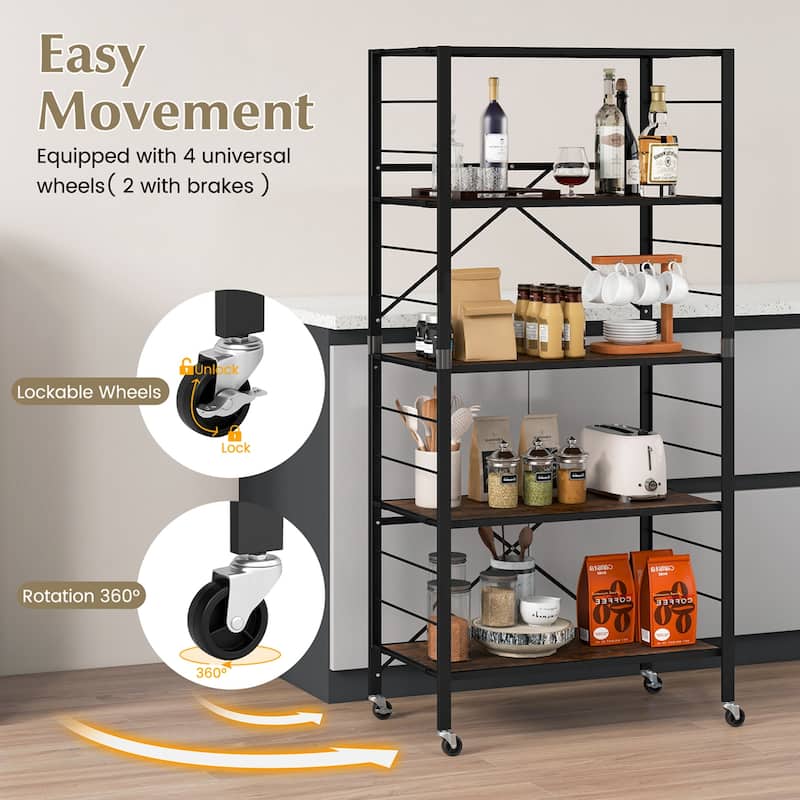 Costway 2 PCS 5-Tier Folding Shelf Free DIY Design Shelving Unit with - See Details