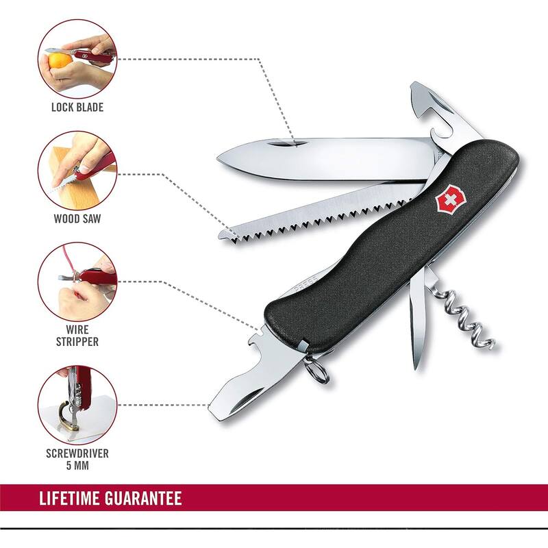 111 mm Multitaskers Lightweight Swiss Army Pocket Knife, Black