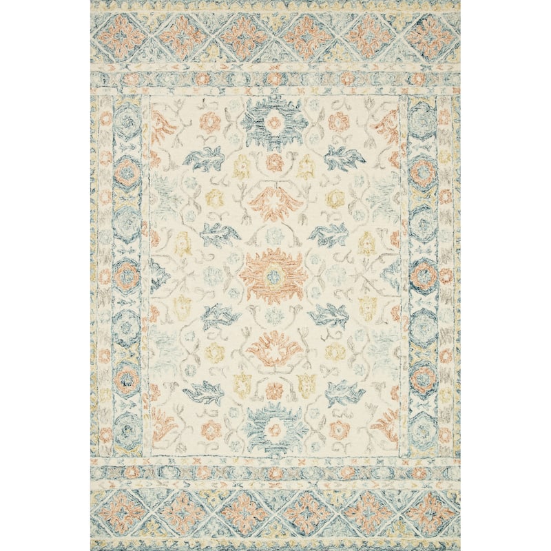 Alexander Home Annabelle Botanical Bloom Hand-Hooked Wool Rug - 2' 3" x 3' 9" - Ivory/Multi