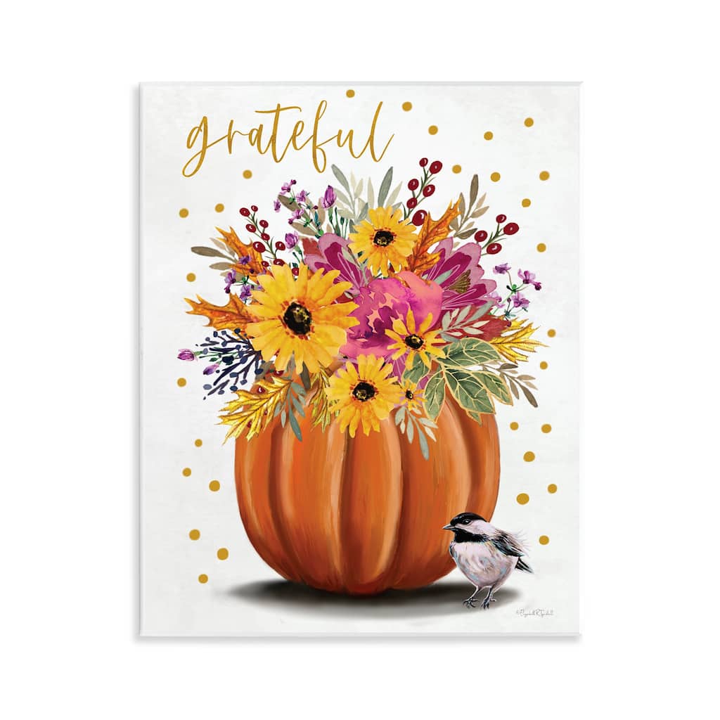 Stupell Grateful Pumpkin Bouquet Wall Plaque Art Design By Elizabeth Tyndall