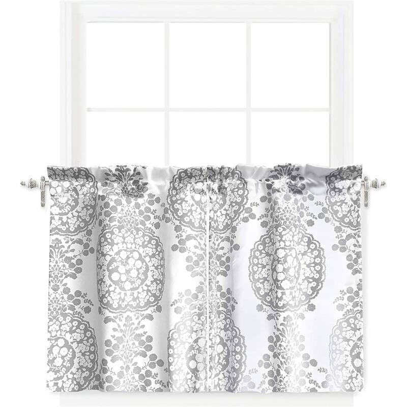 The Curated Nomad Alameda Damask Print Room Darkening Kitchen Tier Pair