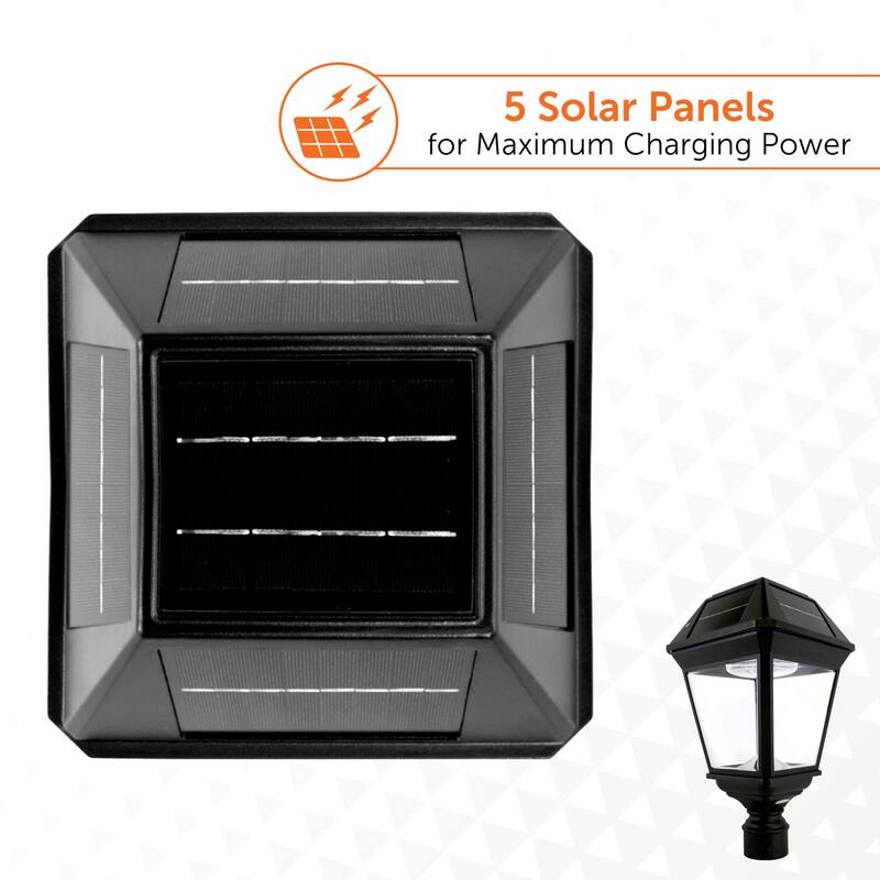 Gama Sonic Imperial III 1-Light Commercial Solar Post Light w/ 2 Color