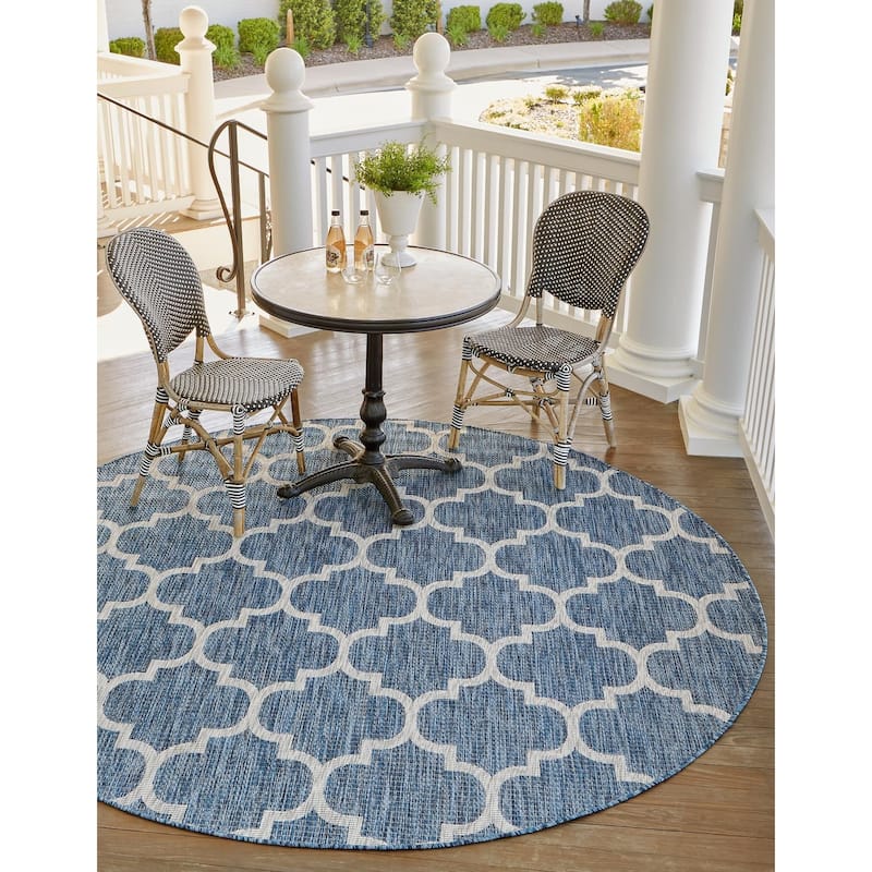 Outdoor Khence Collection Area Rug - Navy Blue - 13' Round