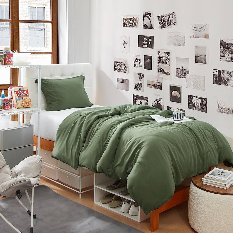 Natural Loft Twin XL Duvet Cover Set - Hero Green