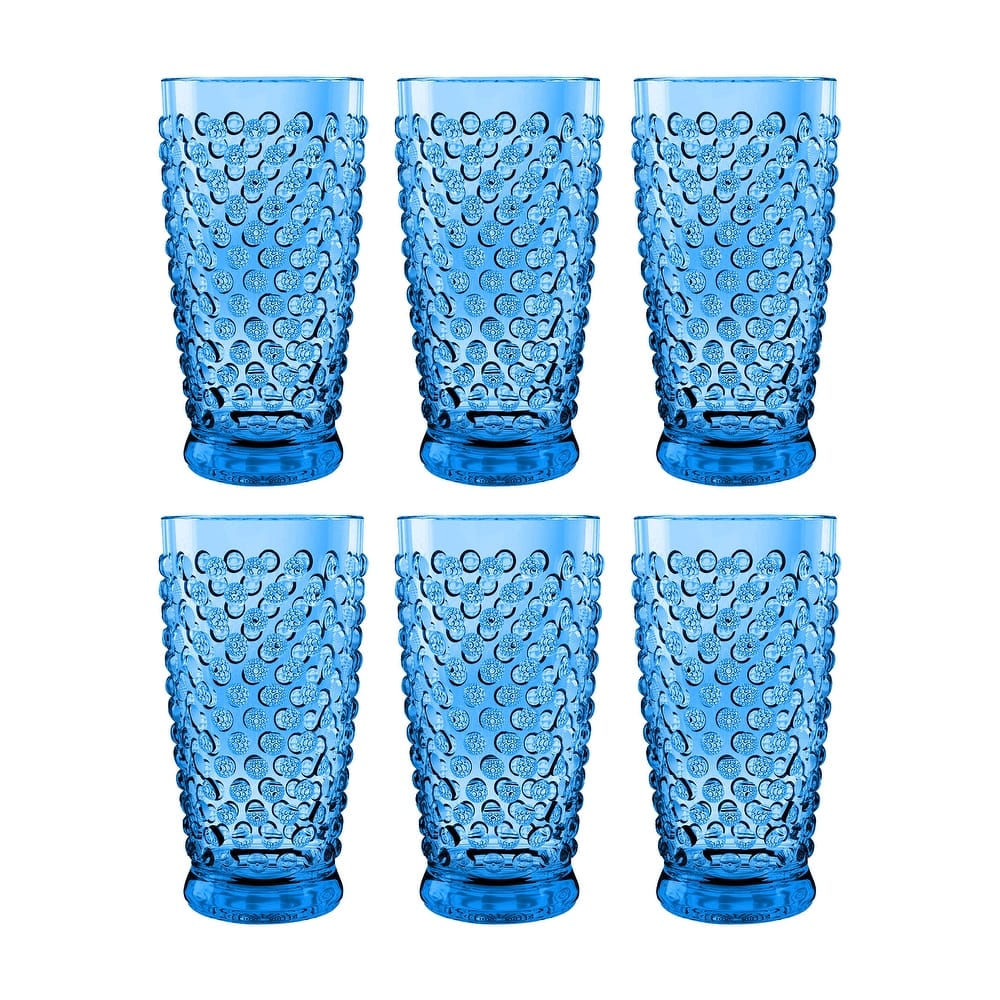 Abode Homewares Hobnail Acrylic Drinking Glasses - 20 oz - Set of 6