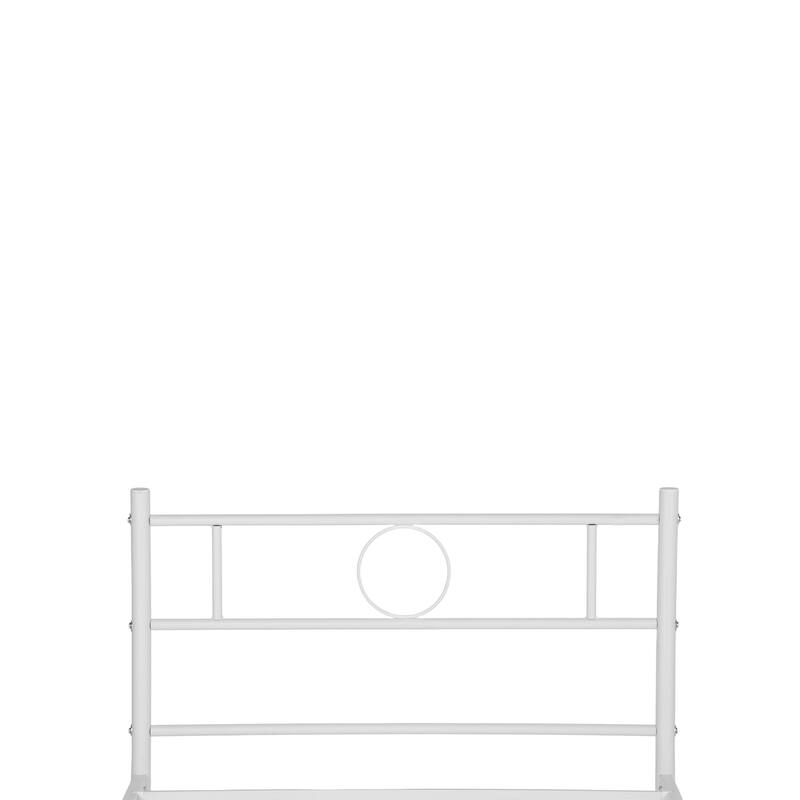 Homy Casa White Metal Bed Frame with Headboard & Footboard