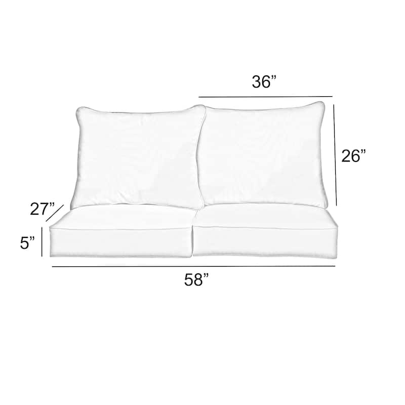 Sorra Home Griffen Snowy Indoor/Outdoor Deep Seating Loveseat Pillow and Cushion Set