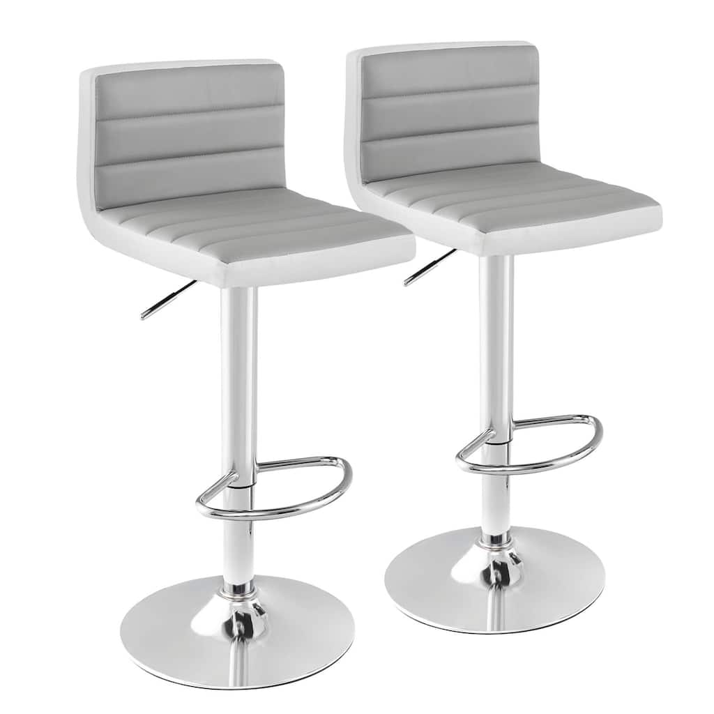 Costway Set of 2 Bar Stools Adjustable Barstool PU Leather Swivel Pub - Set of 2