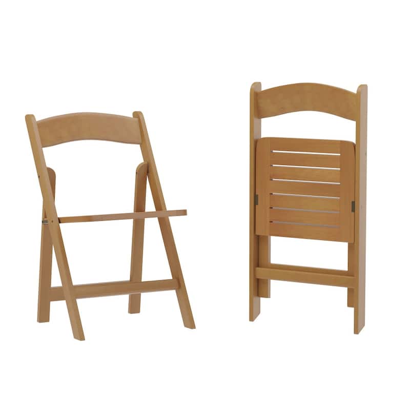 2PK Comm. Grade Solid Wood Portable Folding Dining Chair - 17.5"W x 18"D x 31.25"H - Oak