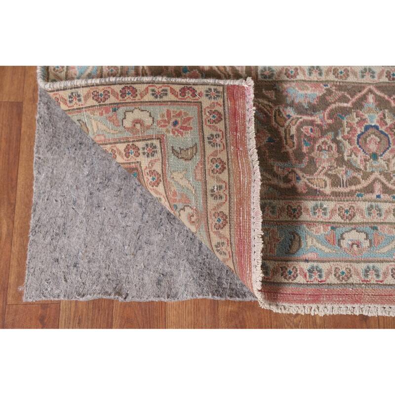 Hand Knotted Oriental 100% Wool Carpet Traditional Floral Peach Mashad Area Rug - 12' 6'' X 9' 7''