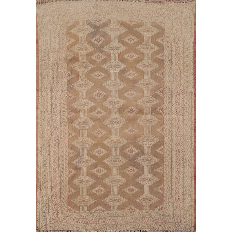 Bakhtiari Persian Antique Accent Rug Handmade Wool Carpet - 4'1" x 5'4"