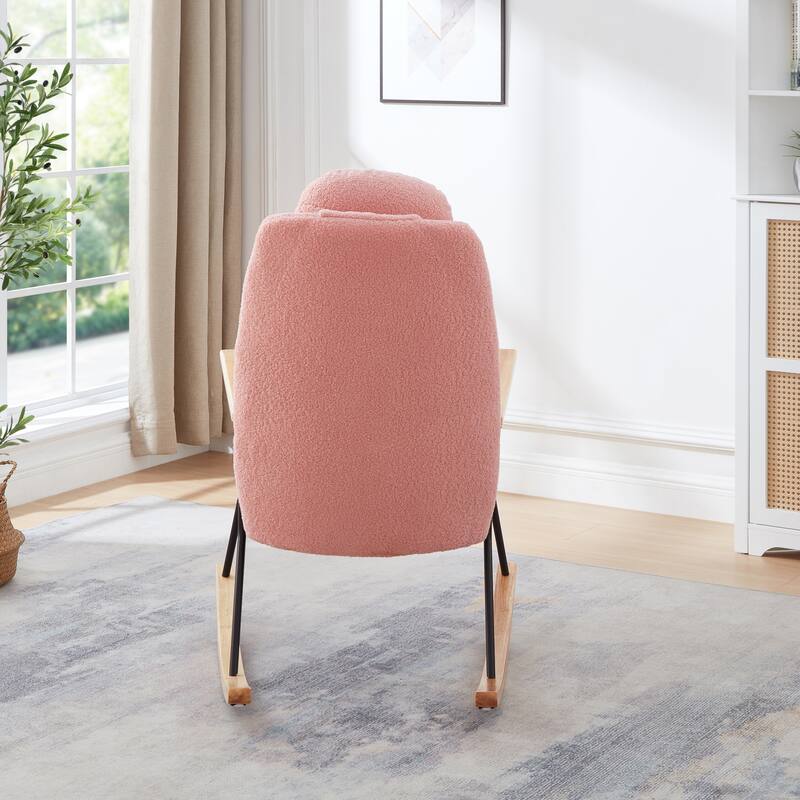 Accent Rocking Chair with Adjustable Headrest Pillow