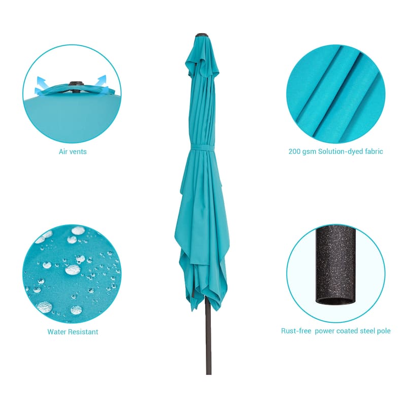 Bonosuki 10x6.5ft Rectangular Aluminum Patio Market Umbrella