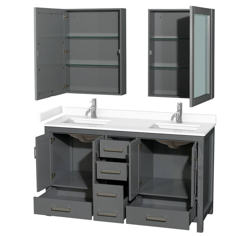Sheffield Double Bathroom Vanity Set, Cultured Top, Medicine Cabinets