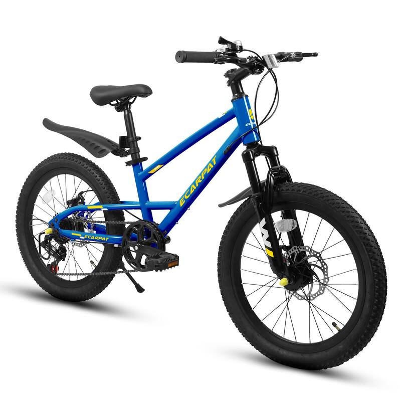 20 inch Mountain Kids Bike for Boys & Girls, Ages 6-12, 7-Speed with Front Suspension - Blue