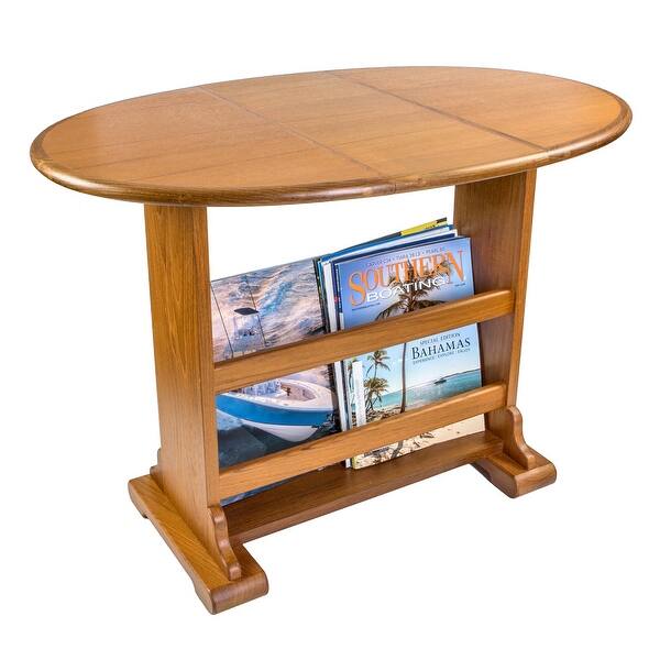 slide 6 of 6, Solid Teak Drop-Leaf Table Large