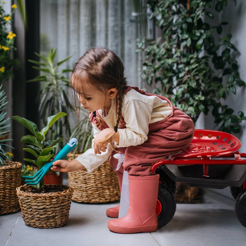 Rolling Garden Work Seat with Wheels, Garden Scooter with 360 Degree Swivel Seat - 35 x 17.7 x 22.4
