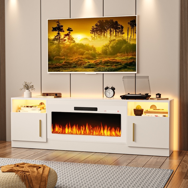 Bossin 70 Fireplace TV Stand with 36 Electric Fireplace TV Stand for TVs Up to 80