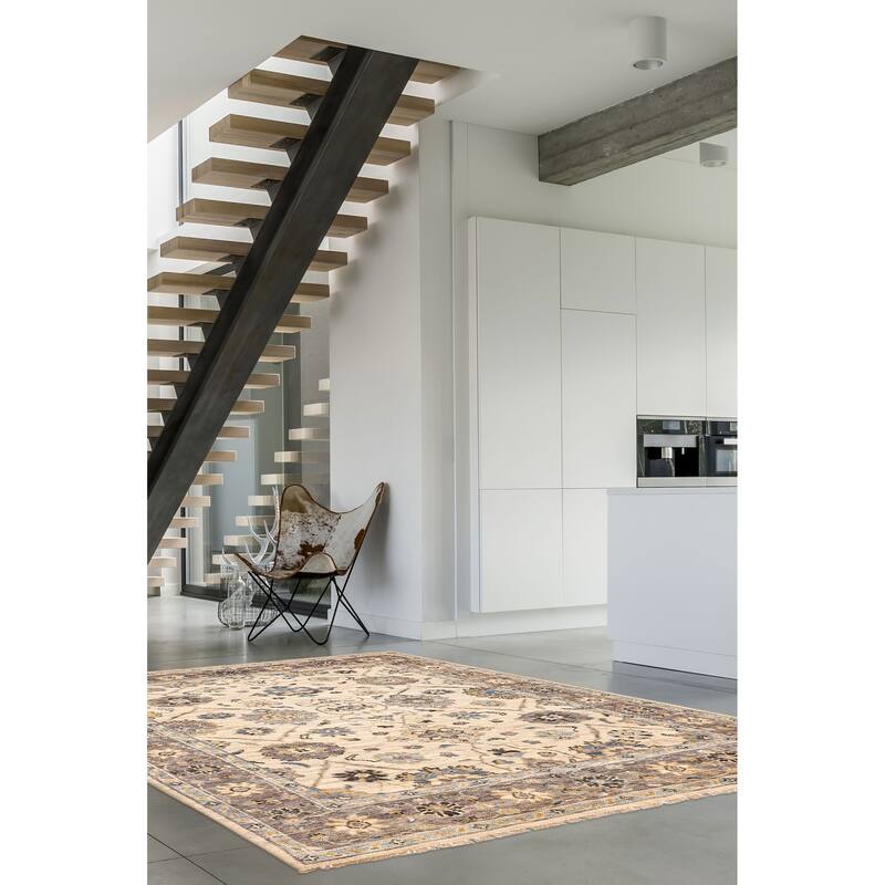 ECARPETGALLERY Hand-knotted Jules Serapi Cream Wool Rug - 7'9 x 9'11