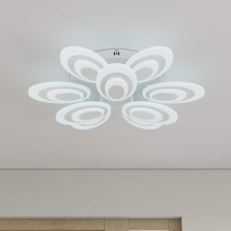 Matte White Flower Shape Acrylic Semi Flush Mount Ceiling Light - White