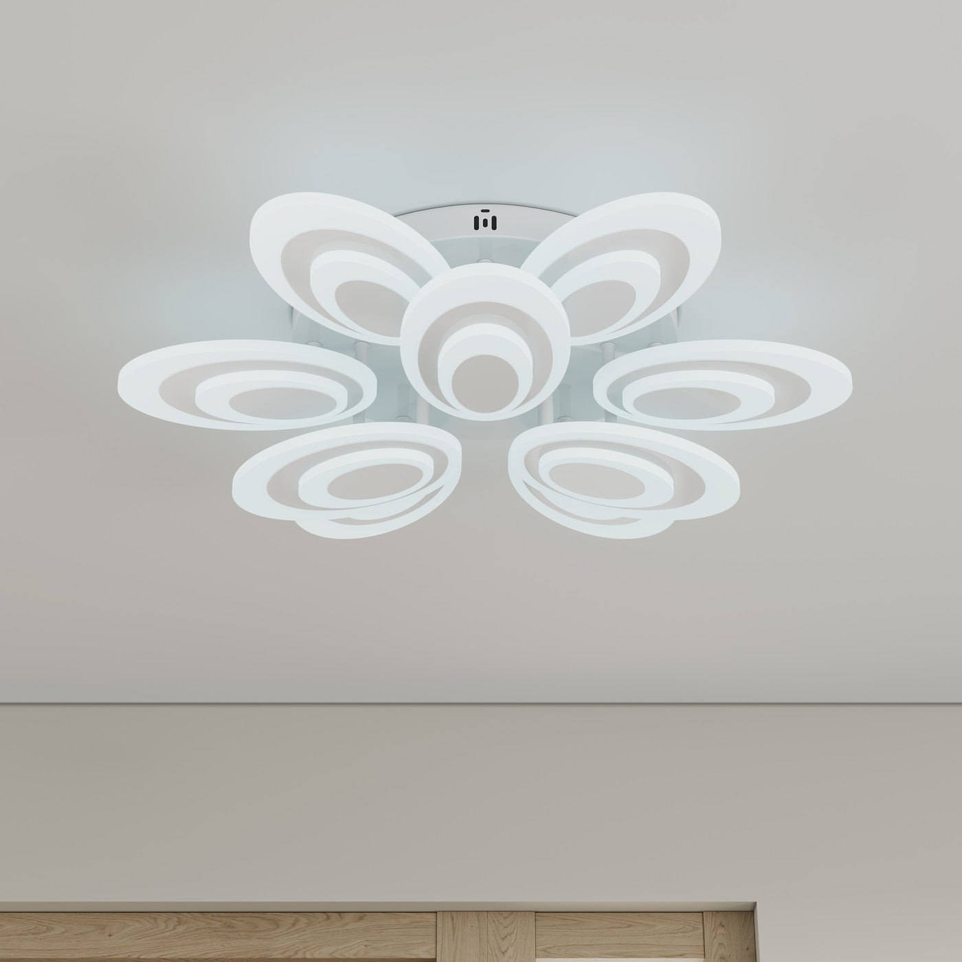 Matte White Flower Shape Acrylic Semi Flush Mount Ceiling Light
