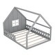 preview thumbnail 8 of 10, Full Size Wood House Bed with Window and Fence,