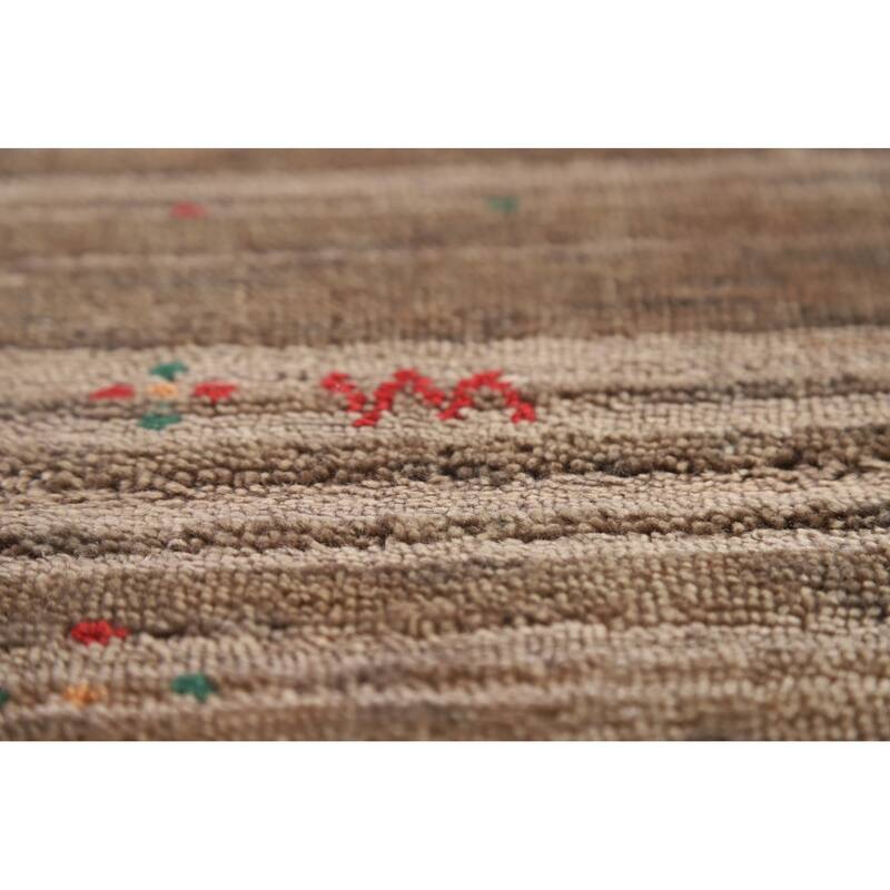 Hand Knotted Oriental 100% Wool Carpet Tribal Tribal Brown Gabbeh Area Rug - 8' 2'' X 5' 0''