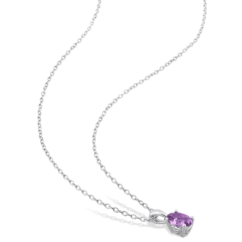 Miadora 3 3/4ct TGW Oval Simulated Alexandrite Set With Chain in Sterling Silver