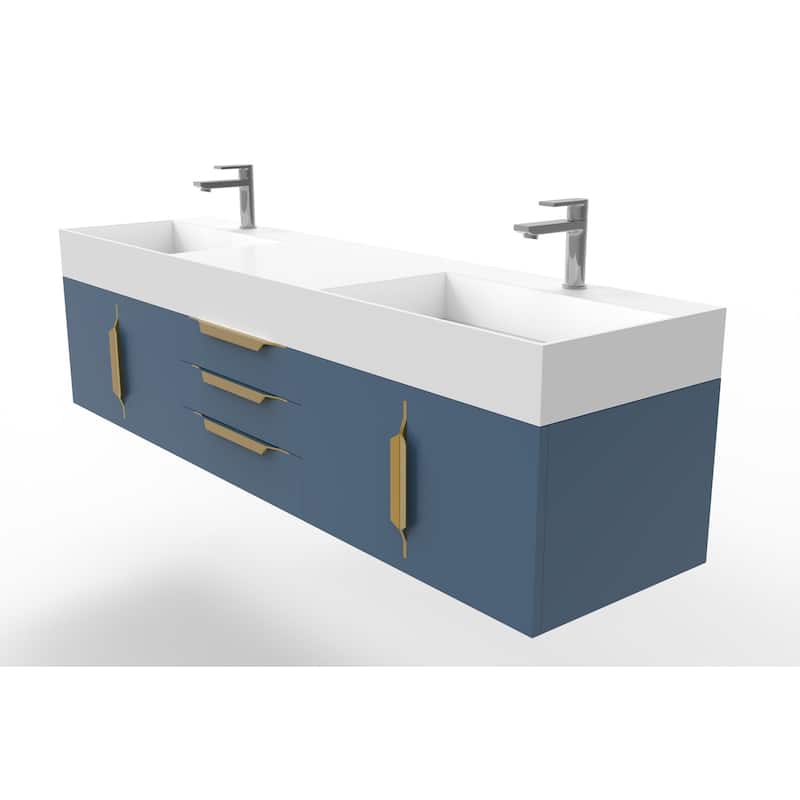 Amazon 72" Wall Mounted Bathroom Vanity Set w/ White Top