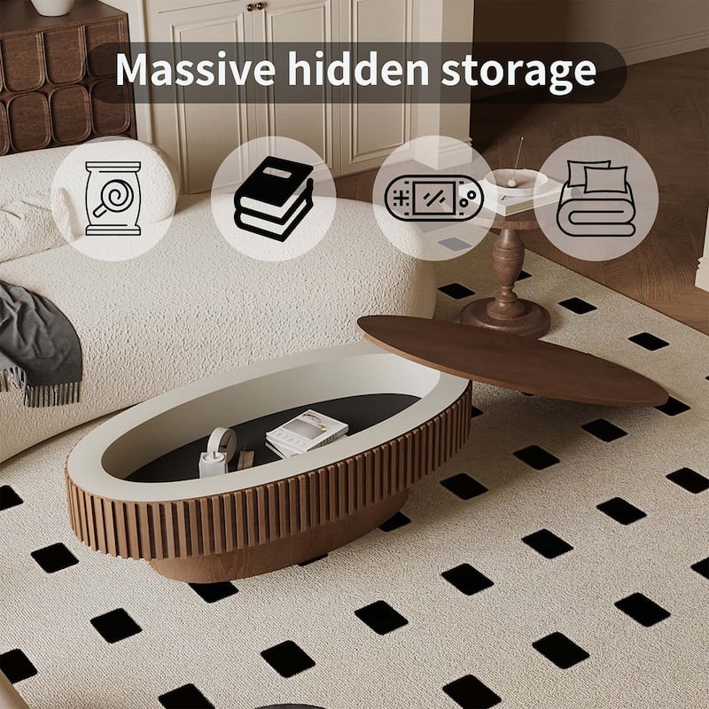 47 Inch Oval Coffee Table with Storage