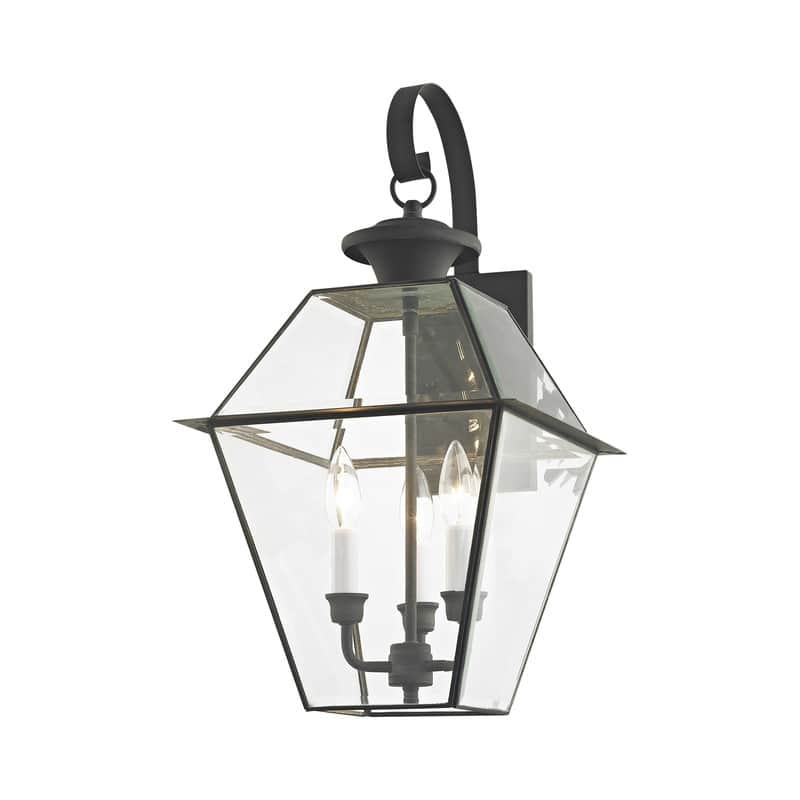 Livex Lighting 3-Light Charcoal Outdoor Wall Lantern, 2381-61 - 12" W x 22.5" H x 13" Ext.