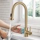 preview thumbnail 89 of 106, KRAUS Bolden 2-Function Single Handle Pulldown Kitchen Faucet BB - Brushed Brass - KSF-1616 - 17 3/8" Height (sensor version)