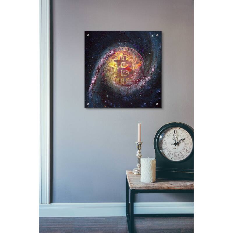 Epic Art 'Bitcoin Galaxy', Acrylic Glass Wall Art