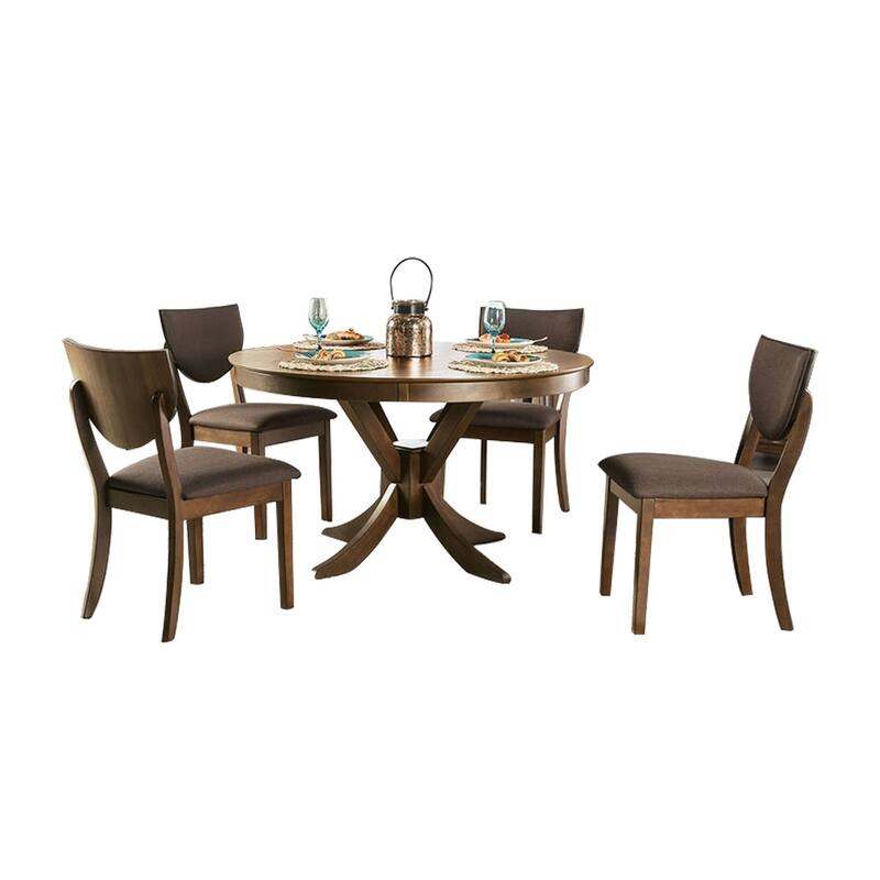 5 Piece Dining Set in Walnut and Dark Chocolate Finish