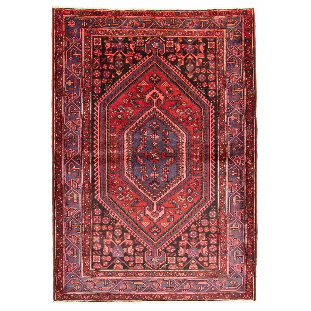 ECARPETGALLERY Hand-knotted Andelz Dark Red Wool Rug - 4'9 x 7'0
