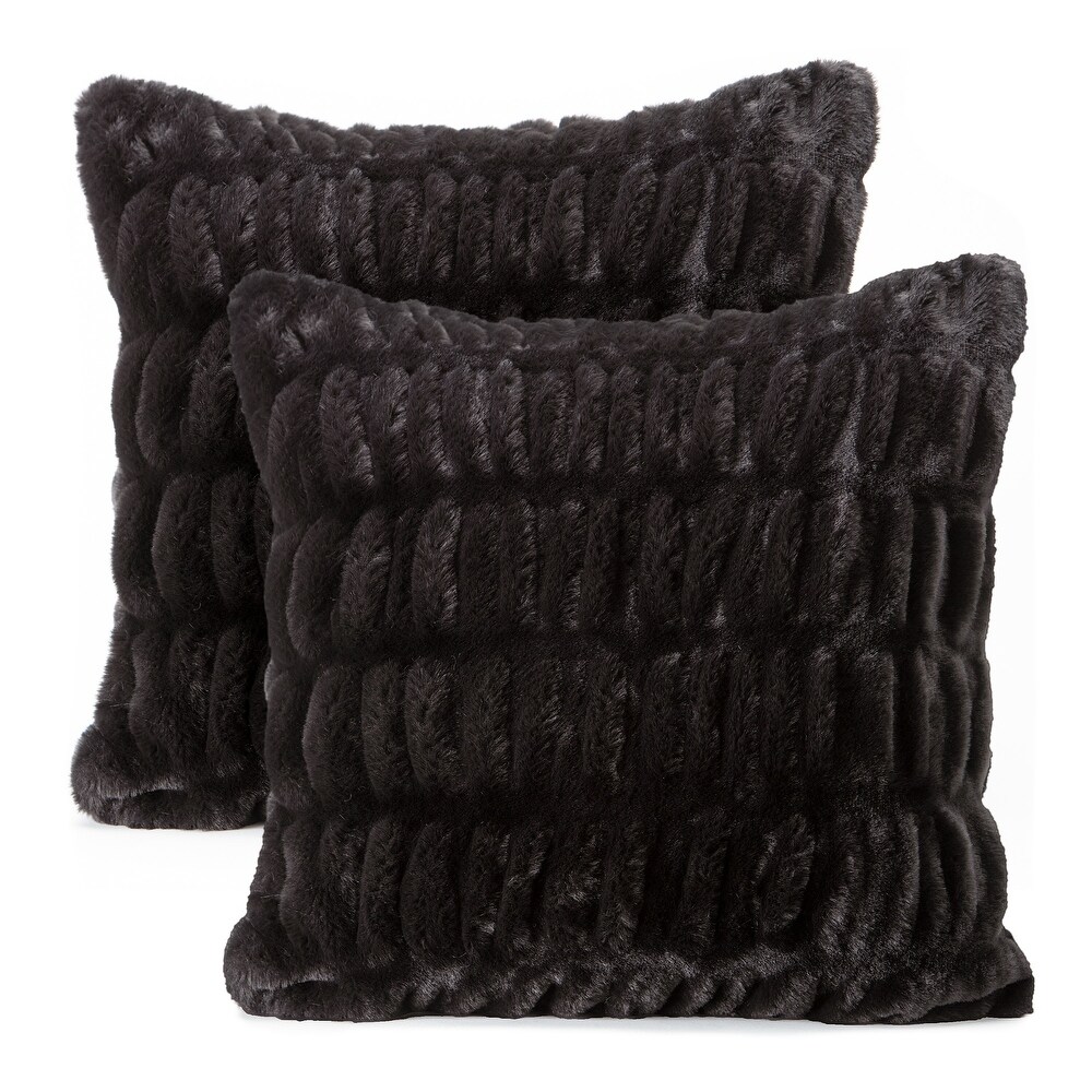 Black fur pillow outlet