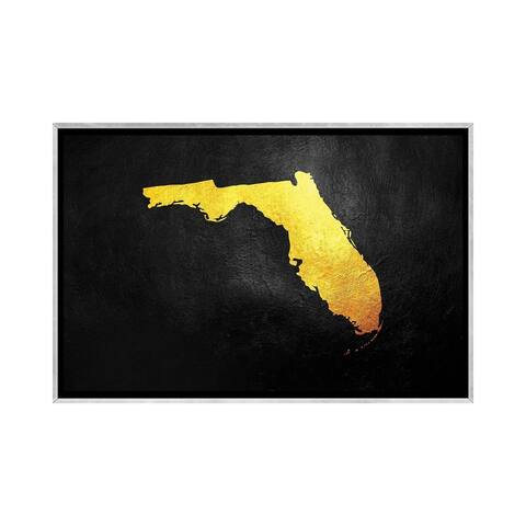 iCanvas "Florida Gold Map" by Adrian Baldovino Framed