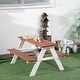 preview thumbnail 2 of 5, 35 in. Brown Rectangle Wood Kids Picnic Table Seats 4 People，Kids Patio Furniture Outdoor Toys，Aged 3-8 Years Old - N/A