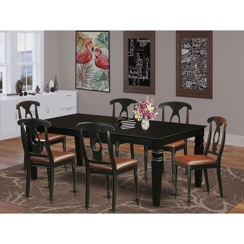 Asian Dining Table Set - 9 Piece Table & Chair Set - Modern Kitchen Furniture