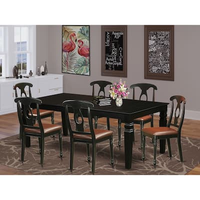 Asian Dining Table Set - 9 Piece Table & Chair Set - Modern Kitchen Furniture