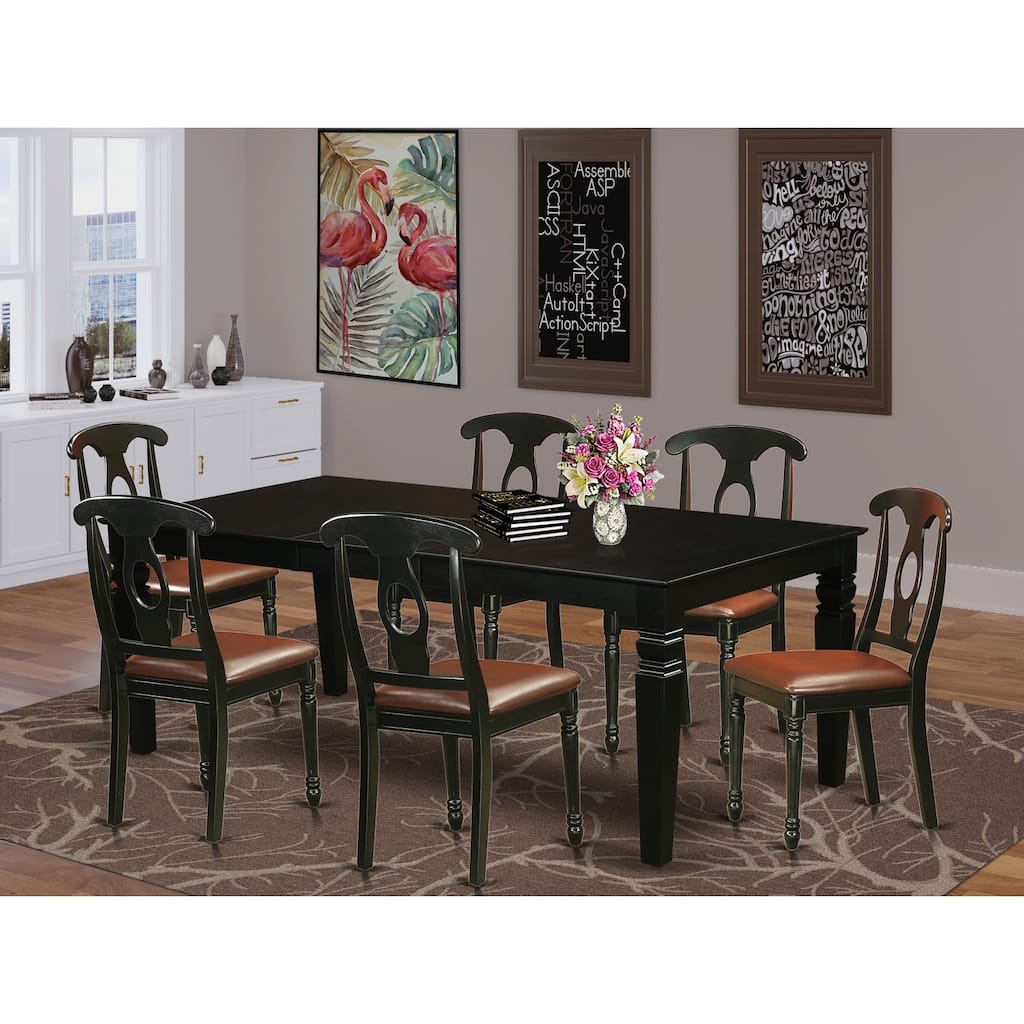 Asian Dining Table Set - 9 Piece Table & Chair Set - Modern Kitchen Furniture