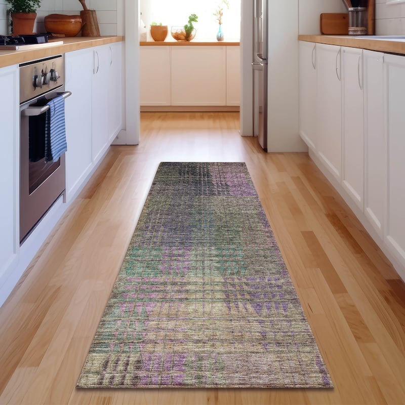 Premium Washable Super Modern Mosaic Soft Mayfield Rug - Plum - 2' 3" x 7' 6" - Runner