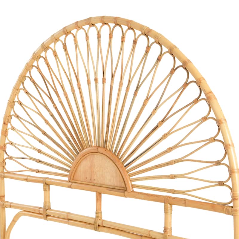 Rattan Headboard with Sunrise Design