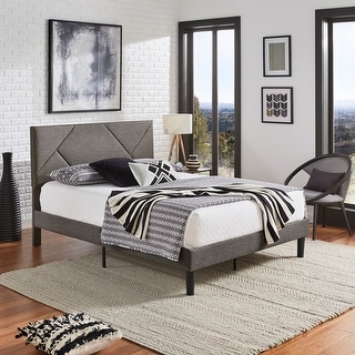 Allenspark Upholstered Platform Bed with Geometric Headboard by