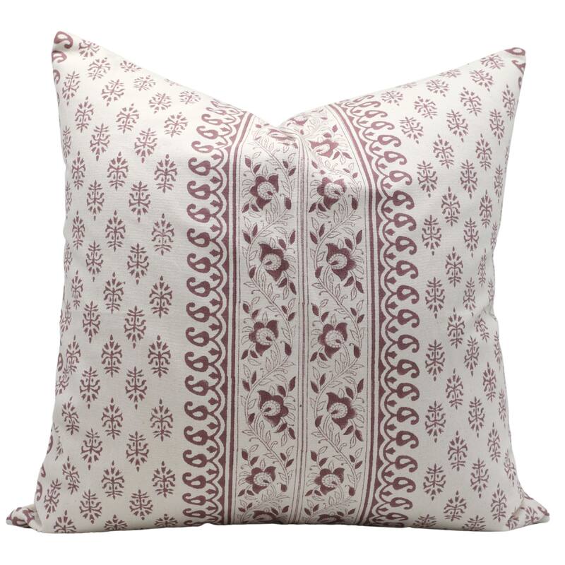 Cotton Bohemian Block print pillow Cover- Flower Buta - Pillow Covers - 24" x 24"