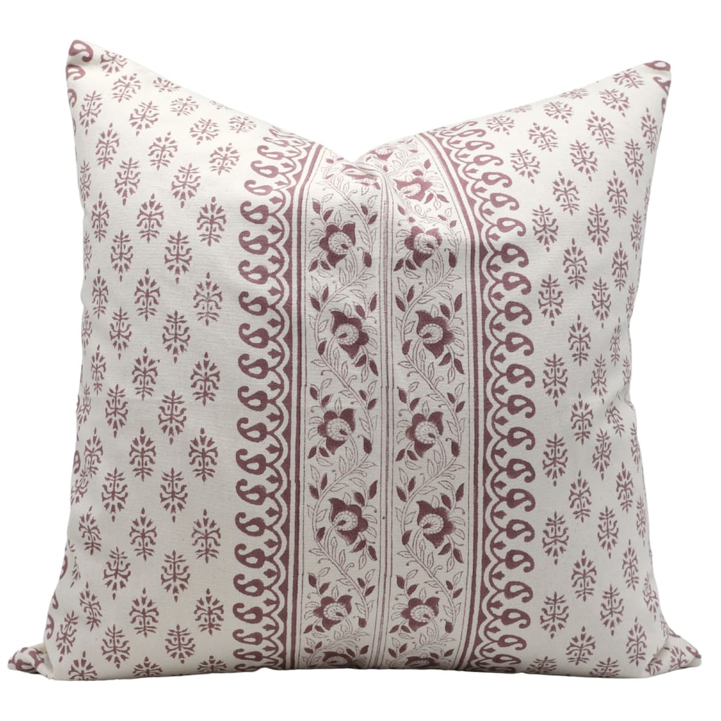 Cotton Bohemian Block print pillow Cover- Flower Buta