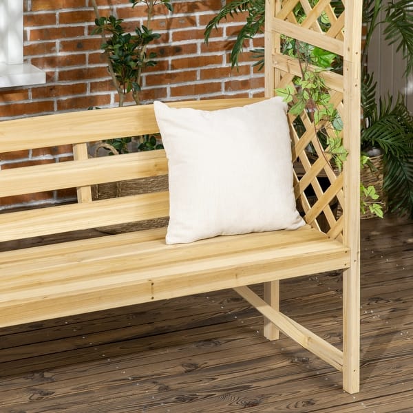 Outsunny Patio Garden Bench Arbor Arch with Pergola and 2 Trellises 3 Seat Natural Wooden Outdoor Bench On Sale Bed Bath Beyond 37055180