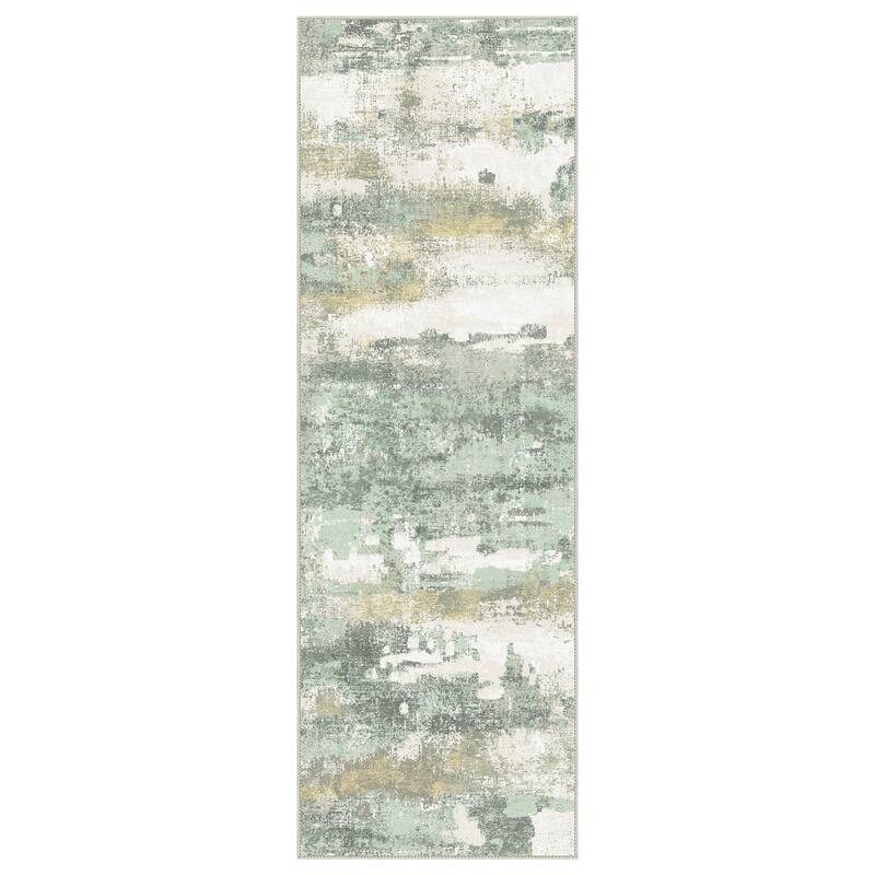 Mcow Abstract Collection Low Pile Machine Washable Non-Slip Area Rug