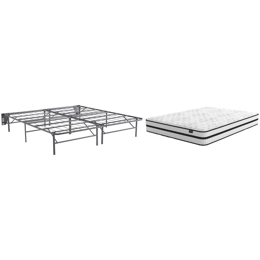 Signature Design by Ashley Chime 10 Inch Hybrid Black/White 2-Piece King Mattress Package